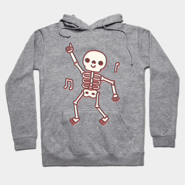 Funny Dancing Skeleton 3D Anaglyph Style Hoodie by rustydoodle